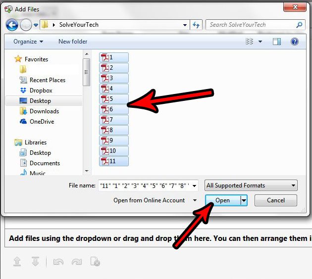 select files to combine in adobe acrobat