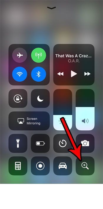 launch magnifier from iphone control center
