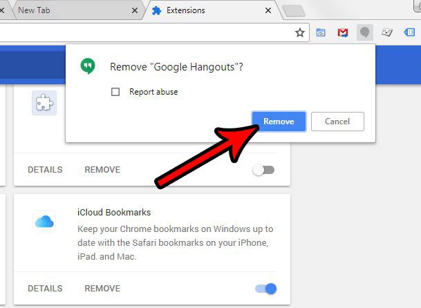 how to remove the hangouts extension from google chrome