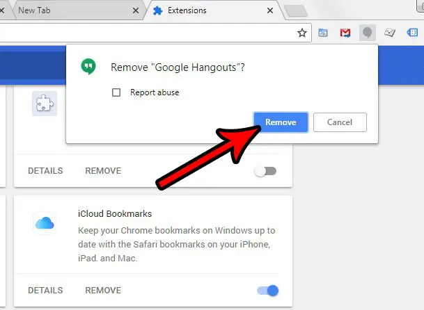 how to remove the hangouts extension from google chrome