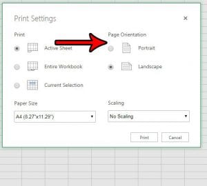 how to switch page orientation in excel online