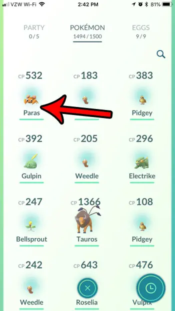 select pokemon to rename