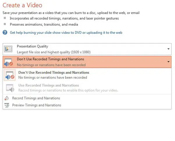 adjust timing and narrations settings for mp4 video