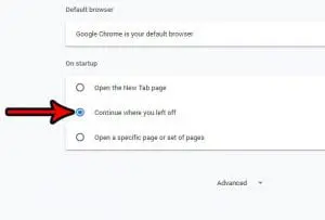 how to continue where you left off in google chrome