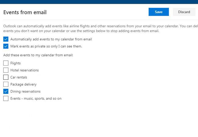 customize how outlook.com handles calendar events in emails