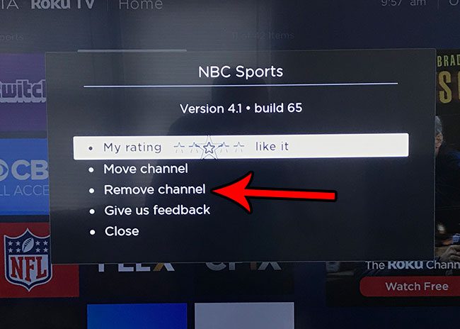 how to remove a roku tv channel