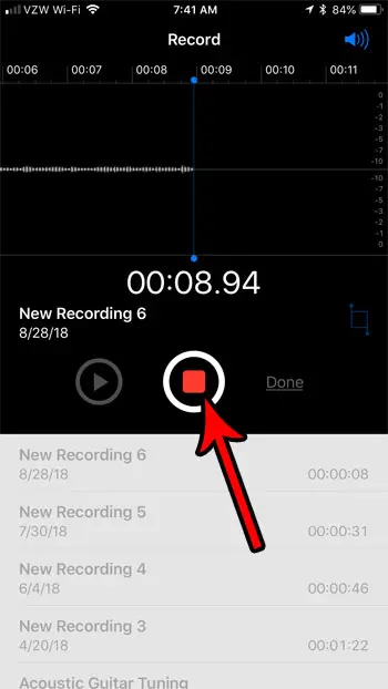 how to stop recording voice memo