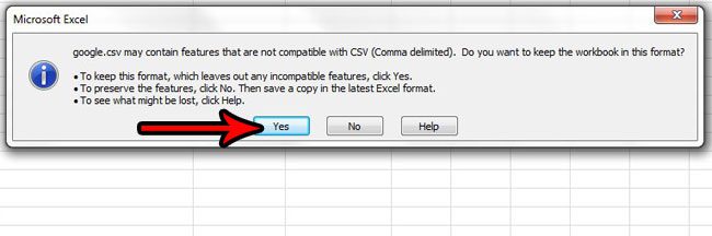 confirm the csv file type