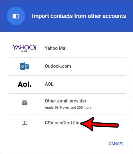 how to import contacts with a csv file in gmail