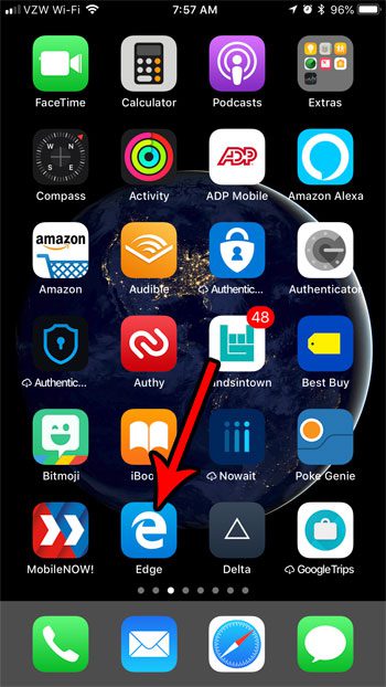 open the edge iphone app