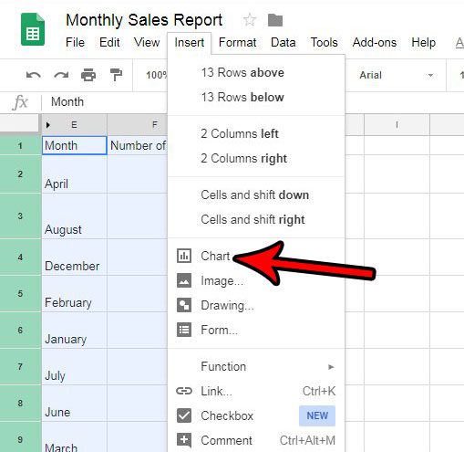 how to create a chart in google sheets