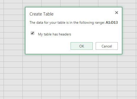 create a table in excel online