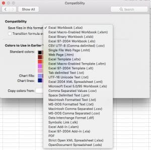 how to change the default save type in excel for mac