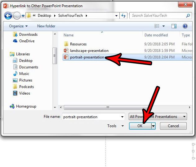 select second powerpoint file