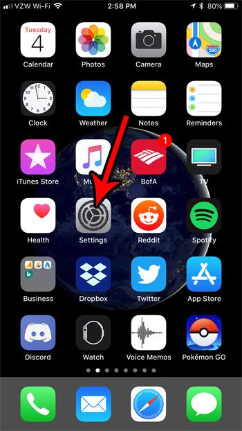 open iphone settings menu