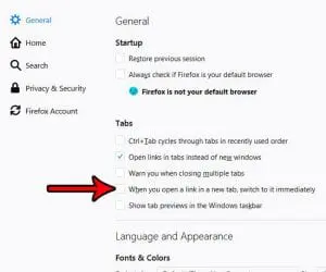 how to stop automatically switching to new tabs in firefox