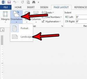 how to switch to landscape in word 2013