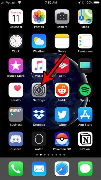 tap the settings icon