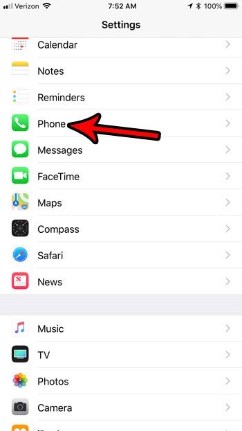 open the phone settings menu