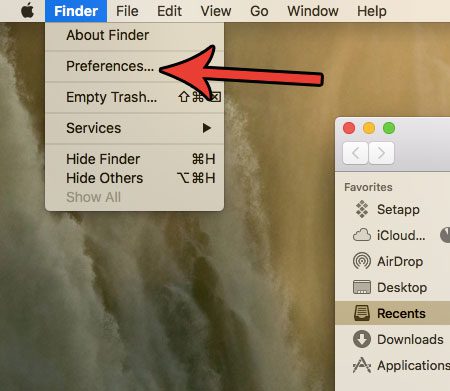 click finder then click preferences