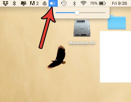 volume button in status bar at top of mac screen