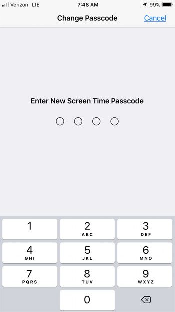 create new iphone screen time passcode