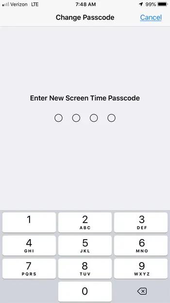 create new iphone screen time passcode