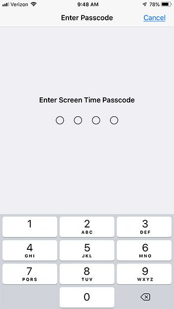 create screen time passcode