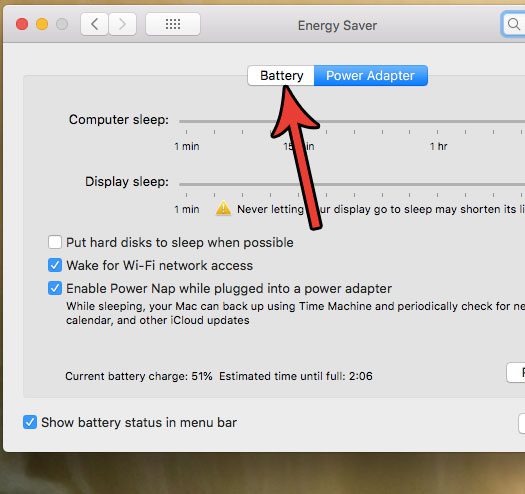 change macbook battery setting