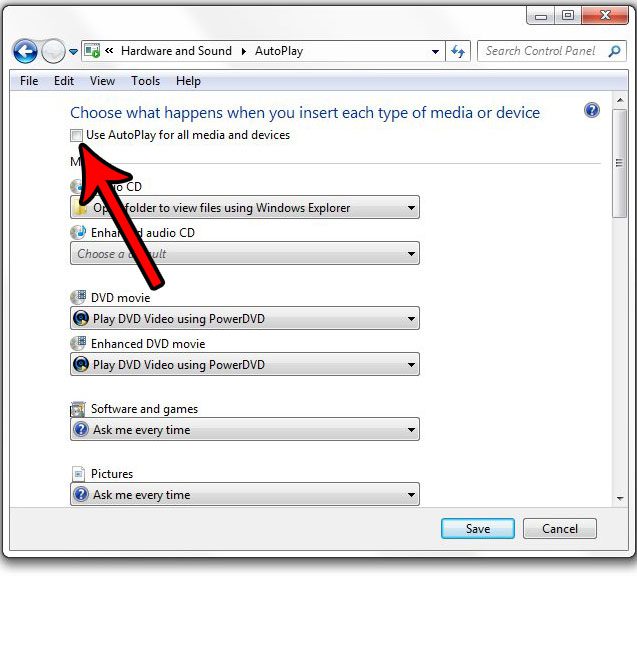how to disable windows 7 autoplay