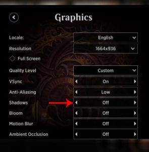 how to turn off shadows in mtg arena