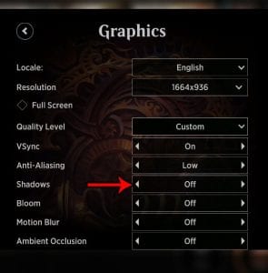 how to turn off shadows in mtg arena