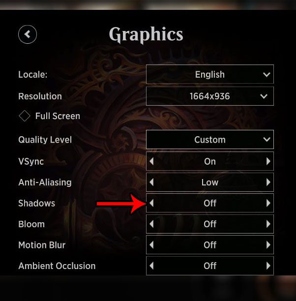 how to turn off shadows in mtg arena
