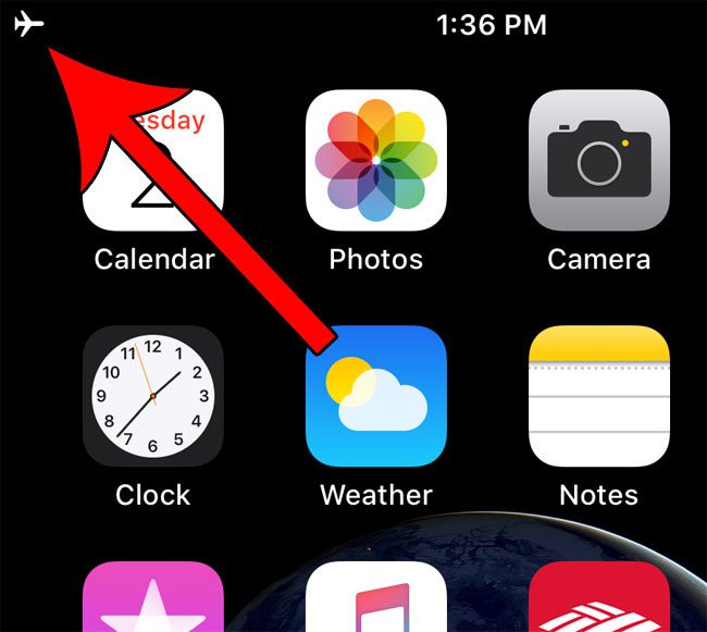 airplane icon top iphone screen