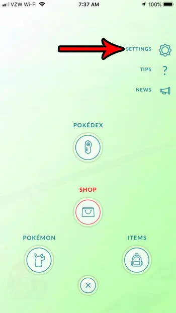 open pokemon go settings menu