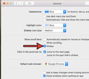 keep scroll bars visible on mac