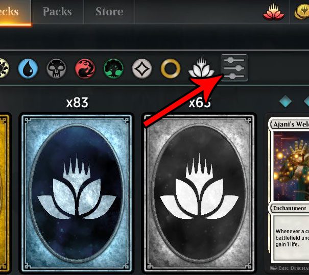mtg arena add unowned cards to search