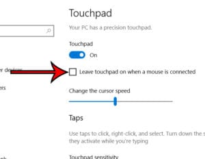 windows 10 disable touchpad when mouse connected