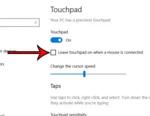 windows 10 disable touchpad when mouse connected