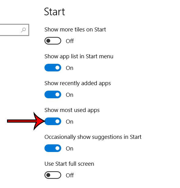 show most used apps windows 10