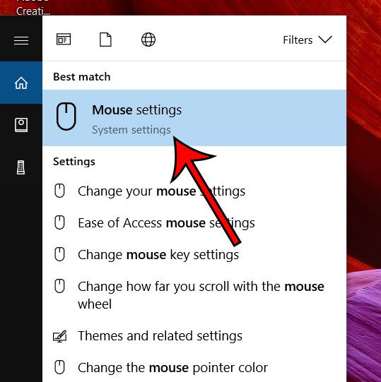 windows 10 mouse settings