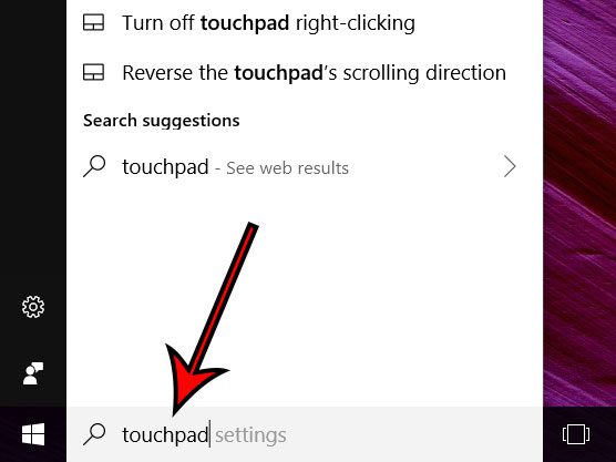 type touchpad into the search field