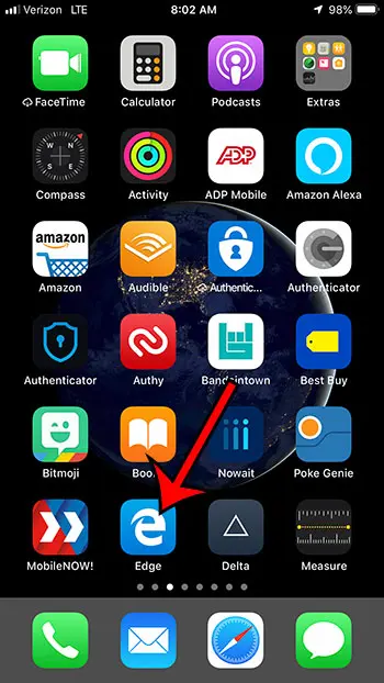 open the edge iphone browser