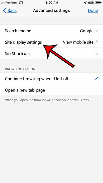 how to force desktop site in Microsoft Edge for mobile