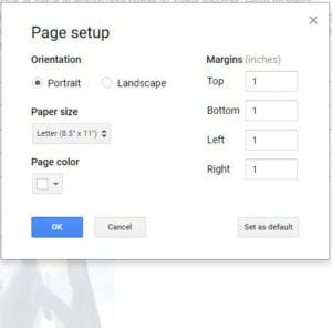 how to change margins in google docs