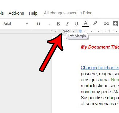 clicking and dragging to change margins in google docs