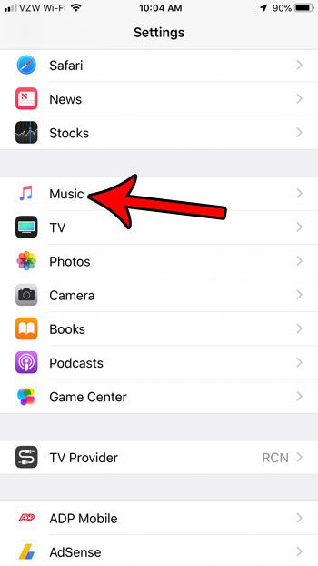 open the music settings on your iphone