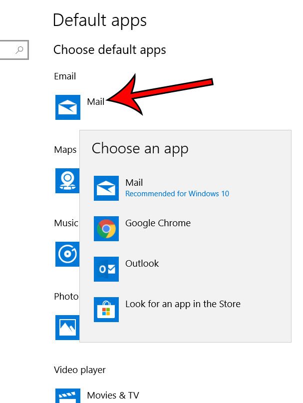 windows 10 how to change default mail app