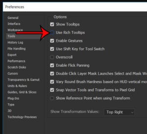 How to Turn Off the Tutorial Pop Ups When Hovering in Photoshop CC