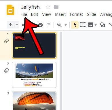 click google slides file tab